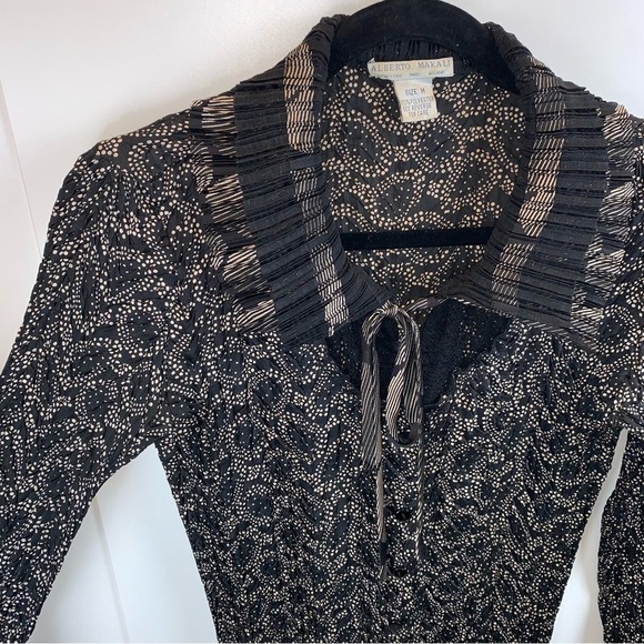 Alberto Makali Vintage Gothic Bohemian Black Chiffon Blouse Top Women's sz M - Picture 2 of 8